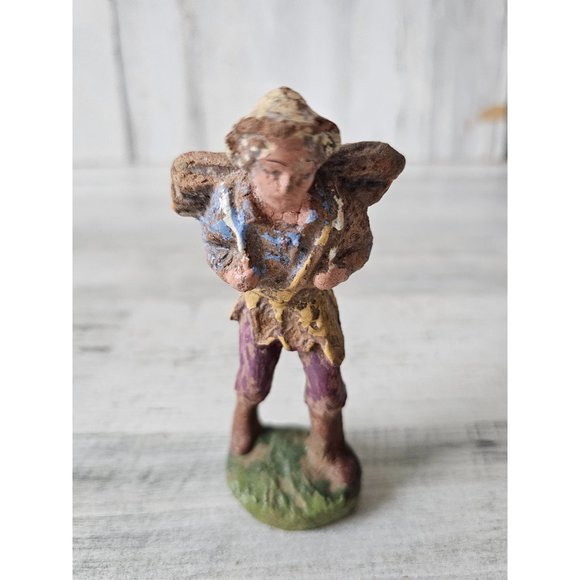 Vintage Italian Nativity log man shepherd Xmas decor - Picture 1 of 8